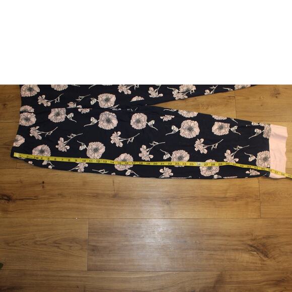 Liz Claiborne Pajama Set Navy Pink Floral Cotton Long Sleeve Sleepwear M - Picture 6 of 9